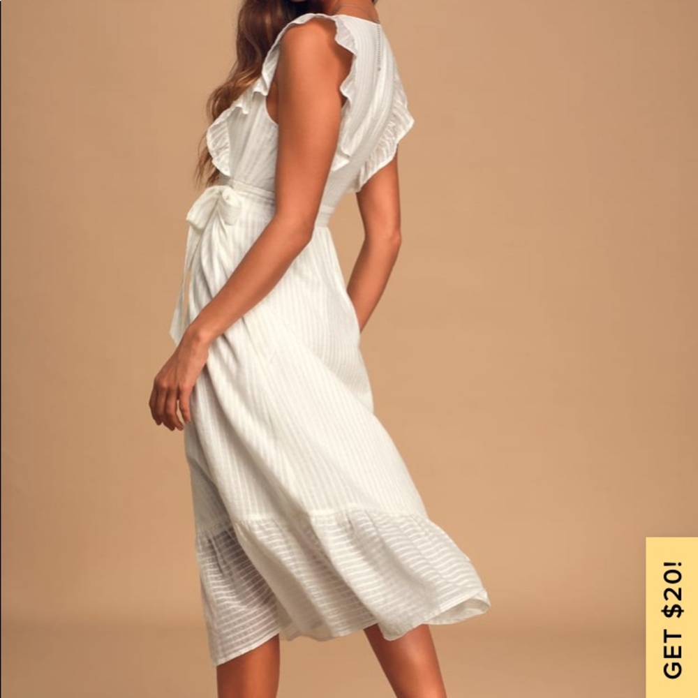 Brand new ruffled wrap midi dress with tags!